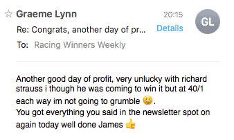 Racing Winners Weekly testimonial mobile 2