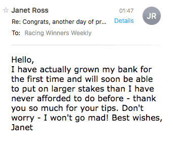 Racing Winners Weekly testimonial mobile 3