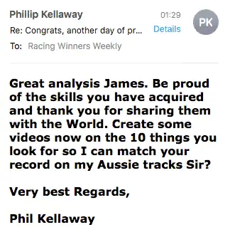 Racing Winners Weekly testimonial mobile 7