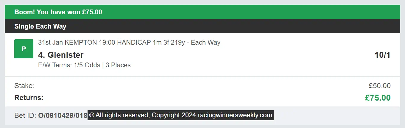 Racing Winners Weekly - Winner 2 - 2024-01-02