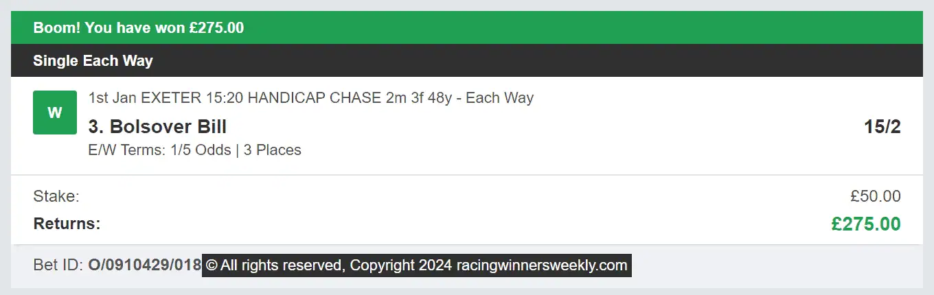 Racing Winners Weekly - Winner 2 - 2024-01-30